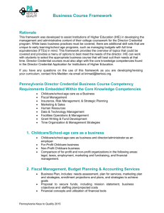 Business Course Framework for PA Director Credential