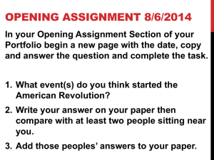 Opening Assignment 8/7/2013