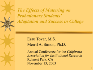 The Effects of Mattering on Probationary Students' Adaptation and
