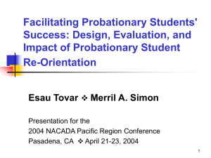Design, evaluation, and impact of probationary student re