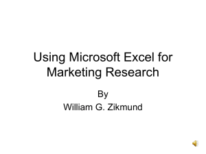 Using Excel - Exploring Marketing Research