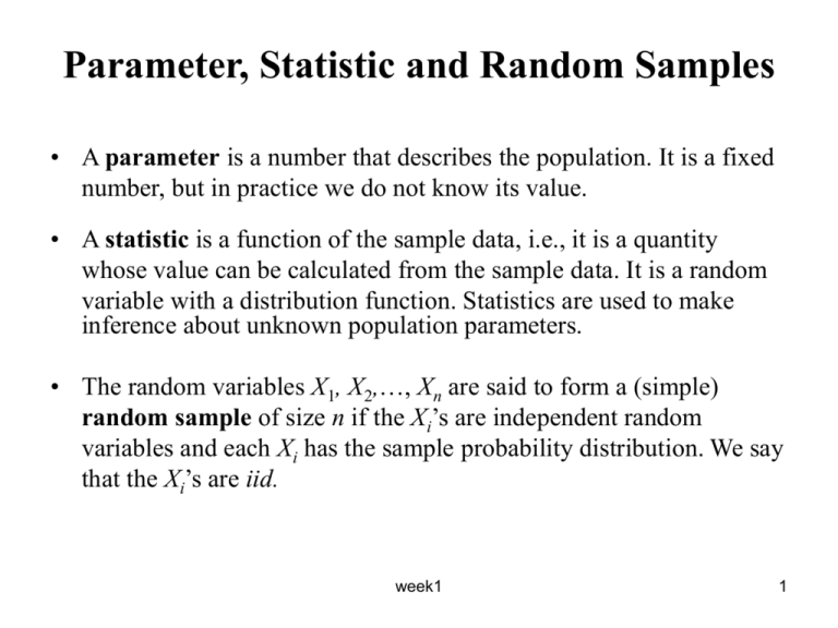 Parameter Statistic And Random Samples