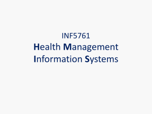 INF5761 INF9761 Health Management Information Systems