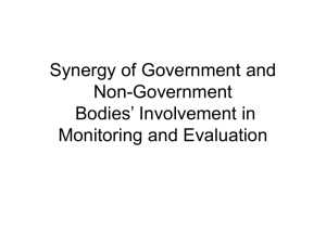 Synergy of Government and Non-Government Bodies Involvement