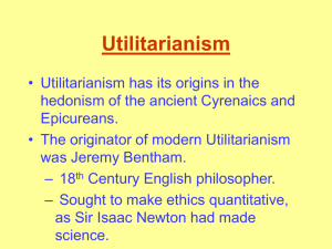 PowerPoint No. 20 – Utilitarianism