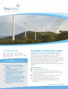 Welcome to Mars Hill Wind Clean energy and