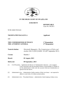 Nkosinathi Magagula vs Commissioner Police