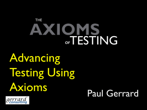 Advancing Testing Using Axioms