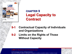 CHAPTER 9 Legal Capacity to Contract