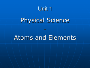 Unit 2 – Chemistry and You