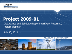 Project 2009-01 Event Reporting