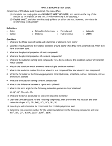UNIT 3: BONDING STUDY GUIDE Completion of this study guide is