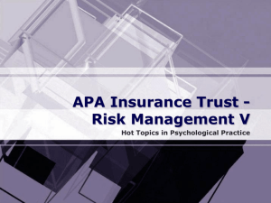 APAIT Risk Management V - Oklahoma Psychological Association