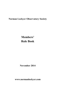 Rule Book - Norman Lockyer Observatory
