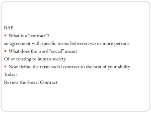 Ch. 1 Social Contract--Hobbes, Locke, and Rousseau