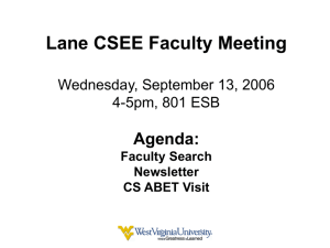 Faculty Meeting 9-13-06 - Lane Department of Computer
