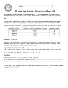 G9 Integrated Science – Comparison of fuels LAB