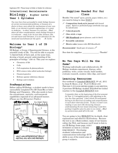 IB Biology Year 1 Syllabus 2013-14