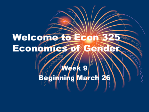 Welcome to Econ 325: Economics of Gender