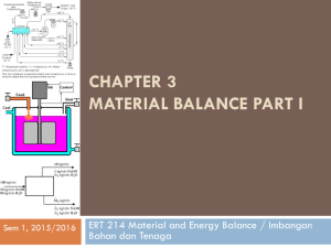 Chapter 3 : Material Balance PART 1 ERT 214, Sem 1 2015/2016