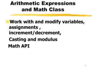 Arithmetic Expressions and Math Class
