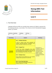 Reading Test Overview