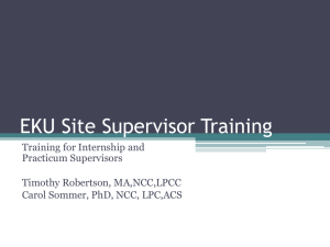 EKU Site Supervisor Training - Eastern Kentucky University