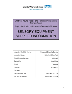 Sensory Equipment Supplier Information