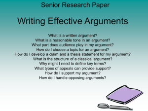 Writing Arguments - for senior research paper (Teacher Copy).