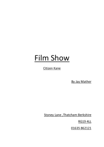 Film Show Citizen Kane By Jay Mather Stoney Lane ,Thatcham