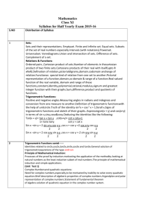 (2015-16) of MATH for class XI