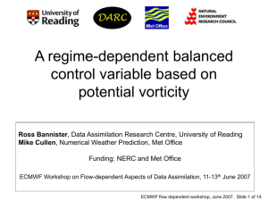 A regime dependent balanced control variable based on potential