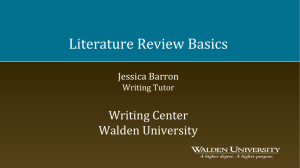 Literature Review Basics Jessica Barron Writing Tutor Writing