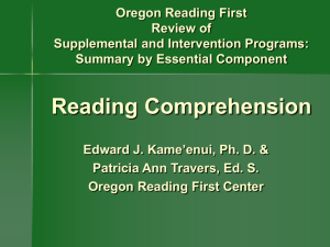 Comprehension - Oregon Reading First Center