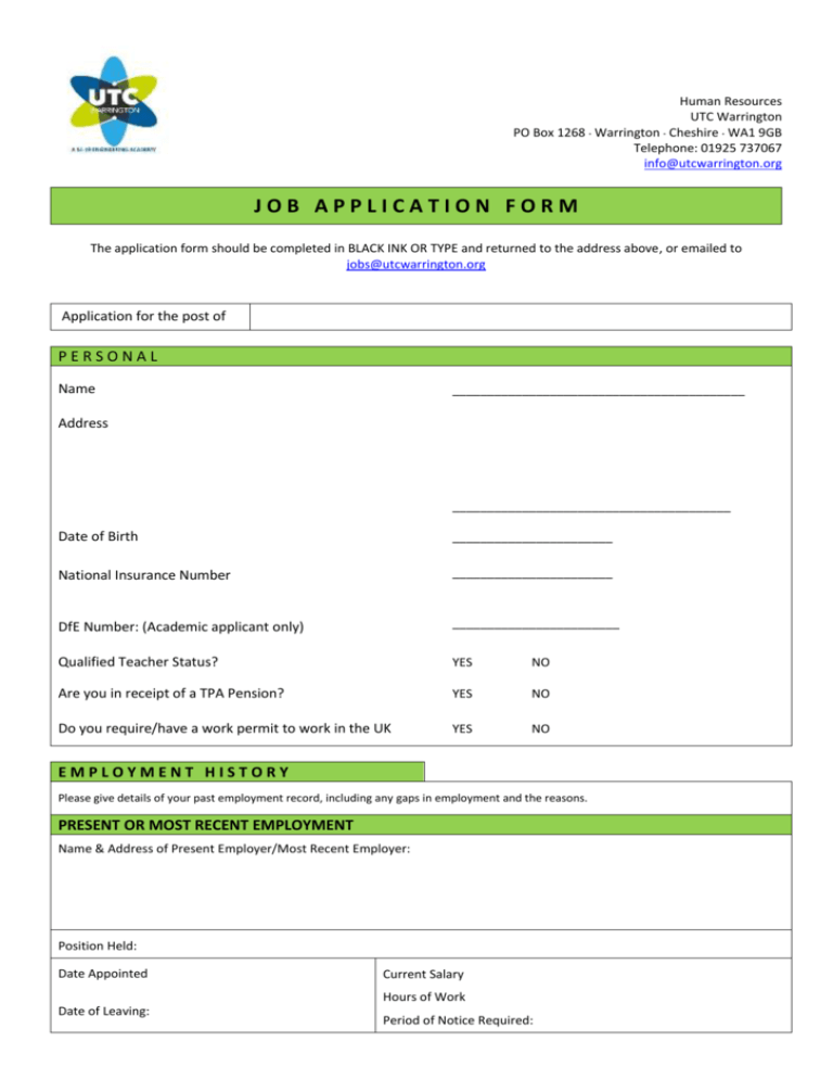 Cheshire east job application form