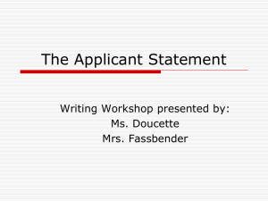 Personal Statement Writing Workshop Power Point
