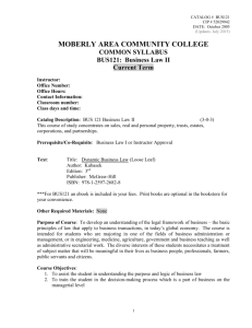 BUS 121 Business Law II - Moberly Area Community College