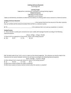 Limiting and Excess Reactants Unit 8 Pages 8