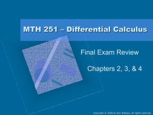 MTH 251 – Differential Calculus