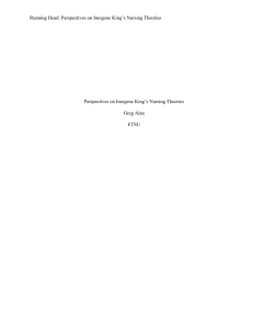 Running Head: Perspectives on Imogene King's Nursing Theories
