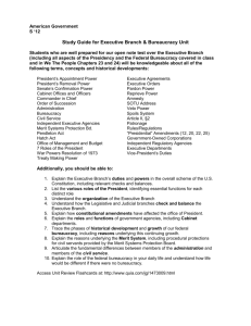 Study Guide for Executive Branch & Bureaucracy Unit