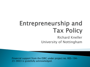 Tax Policy and Entrepreneurship Dynamics