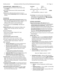 Reimbursement Ambulatory & Other M'care & M'caid Reimbusement