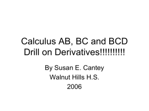 Calculus BC and BCD Drill on the BASICS!!!!!!!!!!