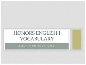 Honors English I Vocabulary