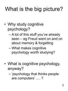 The big picture - why cognitive psychology is useful to know