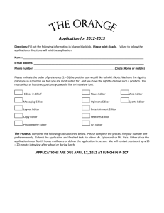 APPLICATIONS ARE DUE APRIL 17, 2012 AT LUNCH IN A