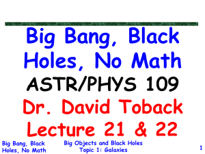 Big Objects and Black Holes Topic 1: Galaxies Big Bang, Black