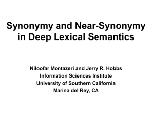 Synonymy and Near-Synonymy in Deep Lexical Semantics