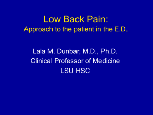 Low Back Pain: Approach to the patient in the ED